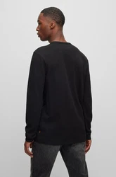 BOSS ORANGE Langarmshirt mit Kontrastband im Kragen Schwarz/Dunkelgrau/Dunkelgrün/Khaki