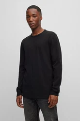 BOSS ORANGE Langarmshirt mit Kontrastband im Kragen Schwarz/Dunkelgrau/Dunkelgrün/Khaki