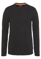 BOSS ORANGE Langarmshirt mit Kontrastband im Kragen Schwarz/Dunkelgrau/Dunkelgrün/Khaki