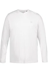 JP1880 Langarmshirt Basic V-Ausschnitt Grau/Weiß/Creme