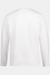 JP1880 Langarmshirt Basic V-Ausschnitt Grau/Weiß/Creme