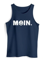 Neverless Tanktop Herren Moin Dialekt Norden Hamburg Anker Print Dunkelblau/Hellblau/Blau