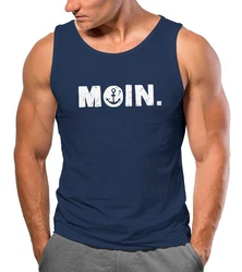 Neverless Tanktop Herren Moin Dialekt Norden Hamburg Anker Print Dunkelblau/Hellblau/Blau