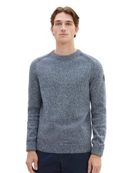 TOM TAILOR Rundhalspullover Grau/Dunkelblau