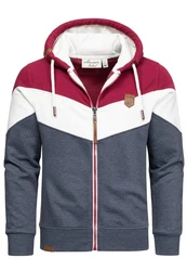 Amaci&Sons Kapuzenpullover ARDMORE Sweatjacke Bordeaux/Dunkelrot/Rot/Hellblau