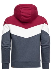 Amaci&Sons Kapuzenpullover ARDMORE Sweatjacke Bordeaux/Dunkelrot/Rot/Hellblau