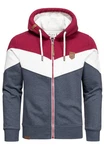 Amaci&Sons Kapuzenpullover ARDMORE Sweatjacke Bordeaux/Dunkelrot/Rot/Hellblau