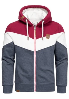 Amaci&Sons Kapuzenpullover ARDMORE Sweatjacke Bordeaux/Dunkelrot/Rot/Hellblau