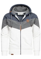 Amaci&Sons Kapuzenpullover ARDMORE Sweatjacke Grau/Creme/Orange/Rot/Weiß
