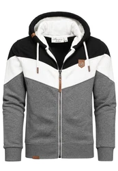 Amaci&Sons Kapuzenpullover ARDMORE Sweatjacke Grau/Dunkelgrau/Hellgrau