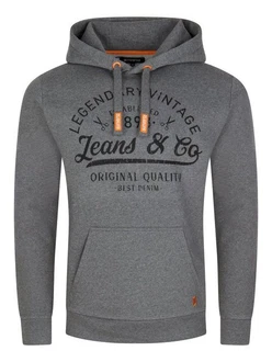 riverso Herren Kapuzenpullover RIVArmin Hoodie Sweatshirt Grey Melange