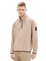 TOM TAILOR Denim Strickpullover FLEECE SWEAT Beige/Khaki/Braun