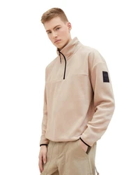 TOM TAILOR Denim Strickpullover FLEECE SWEAT Beige/Khaki/Braun