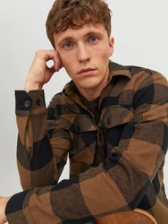 Jack & Jones Karohemd JPRROY CHECK OVERSHIRT L/S SN Braun