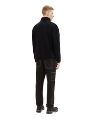 TOM TAILOR Denim Strickpullover FLEECE SWEAT Schwarz/Lila/Rot