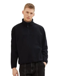 TOM TAILOR Denim Strickpullover FLEECE SWEAT Schwarz/Lila/Rot