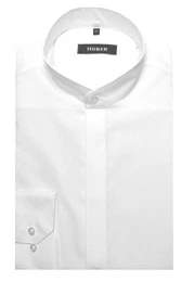 Langarmhemd HU-0001 Stehkragen, verdeckte Leiste, Regular Fit-gerader Schnitt, Made in EU