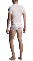 MANSTORE Unterziehshirt M101 V-Neck Shirt Creme/Weiß/Rosa