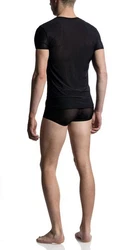 MANSTORE Unterziehshirt M101 V-Neck Shirt Schwarz/Gelb