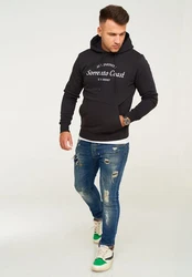 Jack & Jones Hoodie JJHILL SWEAT HOOD Schwarz/Grau