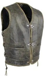 Lederweste Lederweste Herren Motorrad Leder Weste Biker Kutte Club Custom