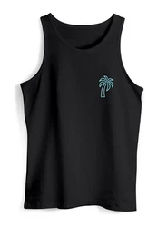 Neverless Herren Tanktop Palme Logo Print Sommer Badge Emblem Minimal Line Art Schwarz/Blau/Dunkelgrün
