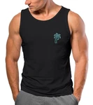 Neverless Herren Tanktop Palme Logo Print Sommer Badge Emblem Minimal Line Art Schwarz/Blau/Dunkelgrün