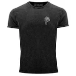 Neverless Print-Shirt Herren Vintage Palme Logo Sommer Badge Emblem Minimal Dunkelgrau/Schwarz/Grau