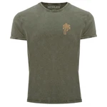 Neverless Print-Shirt Herren Vintage Palme Logo Sommer Badge Emblem Minimal Dunkelgrün/Grün