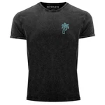 Neverless Print-Shirt Herren Vintage Palme Logo Sommer Badge Emblem Minimal Dunkelgrün/Dunkelgrau/Grün