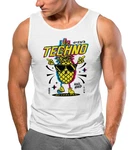 Neverless Tanktop Herren Techno Tanzen Lustig Ananas Rave Party Printshirt Orange/Weiß/Gelb