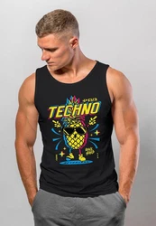 Neverless Tanktop Herren Techno Tanzen Lustig Ananas Rave Party Printshirt Orange/Gelb/Schwarz