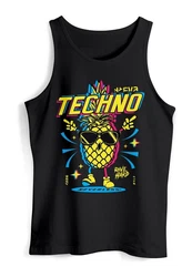 Neverless Tanktop Herren Techno Tanzen Lustig Ananas Rave Party Printshirt Orange/Gelb/Schwarz