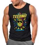 Neverless Tanktop Herren Techno Tanzen Lustig Ananas Rave Party Printshirt Orange/Gelb/Schwarz