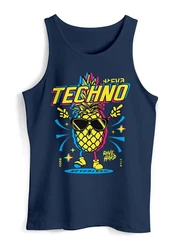 Neverless Tanktop Herren Techno Tanzen Lustig Ananas Rave Party Printshirt Dunkelblau/Blau/Orange/Lila