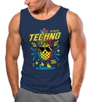 Neverless Tanktop Herren Techno Tanzen Lustig Ananas Rave Party Printshirt Dunkelblau/Blau/Orange/Lila