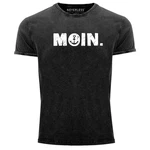 Neverless Print-Shirt Herren Vintage Shirt Moin Dialekt Norden Hamburg Anker Dunkelgrau/Schwarz/Grau