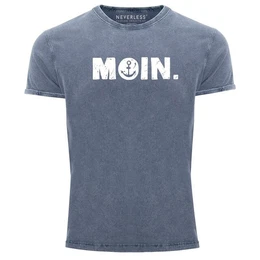 Print-Shirt Herren Vintage Shirt Moin Dialekt Norden Hamburg Anker Printshirt mit Print