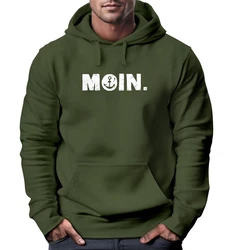 Neverless Hoodie Herren Moin Dialekt Norden Hamburg Anker Print Dunkelgrün/Grün