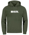 Neverless Hoodie Herren Moin Dialekt Norden Hamburg Anker Print Dunkelgrün/Grün