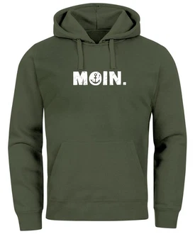 Neverless Hoodie Herren Moin Dialekt Norden Hamburg Anker Print Dunkelgrün/Grün Neverless Hoodie Herren Moin Dialekt Norden Hamburg Anker Print Dunkelgrün/Grün