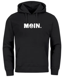 Neverless Hoodie Herren Moin Dialekt Norden Hamburg Anker Print Hellblau/Schwarz/Beige