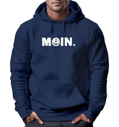 Neverless Hoodie Herren Moin Dialekt Norden Hamburg Anker Print Hellblau/Dunkelblau/Blau
