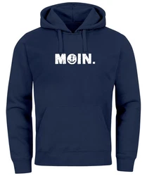 Neverless Hoodie Herren Moin Dialekt Norden Hamburg Anker Print Hellblau/Dunkelblau/Blau