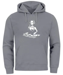 Neverless Hoodie Herren Mona Lisa Techno Festival DJ Electronic Music Rave Hellgrau/Grau/Dunkelgrau/Silber