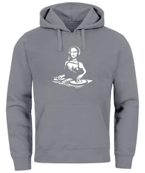 Neverless Hoodie Herren Mona Lisa Techno Festival DJ Electronic Music Rave Hellgrau/Grau/Dunkelgrau/Silber