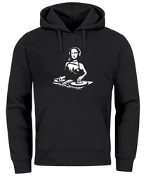 Neverless Hoodie Herren Mona Lisa Techno Festival DJ Electronic Music Rave Schwarz