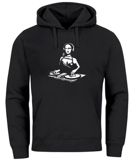 Neverless Hoodie Herren Mona Lisa Techno Festival DJ Electronic Music Rave Schwarz