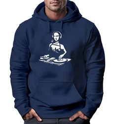 Neverless Hoodie Herren Mona Lisa Techno Festival DJ Electronic Music Rave Dunkelblau/Blau
