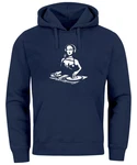 Neverless Hoodie Herren Mona Lisa Techno Festival DJ Electronic Music Rave Dunkelblau/Blau